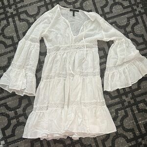 BCBGMaxAzria White Tiered Tie Front Sundress